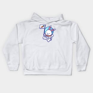 Cute Rabbit Astronaut Floating With Carrot Flag Kids Hoodie